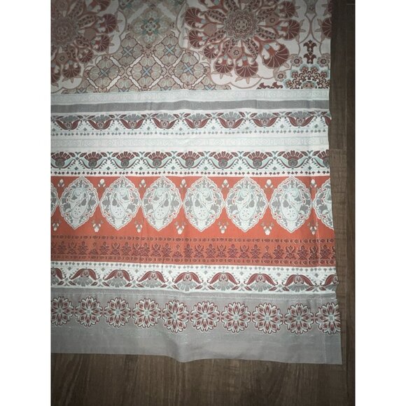 Curtains Set Of 4 Panels 49x82 Bohemian Pattern Coral Gray Teal Rod Pocket 2 Way - Picture 8 of 12